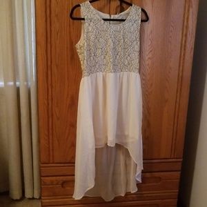 High low cream chiffon dress